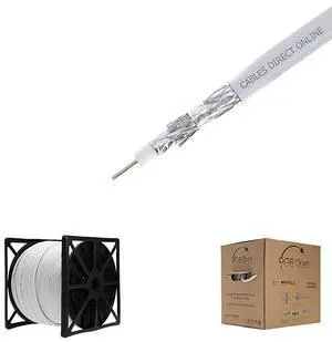 FOR500FT White RG6 Quad Shielded Coax Cable Satellite TV Coaxial Wire 18 AWG Copper Clad Steel Conductor Foam PE Core 60 Aluminum Braid PVC Jacket Reel in Box