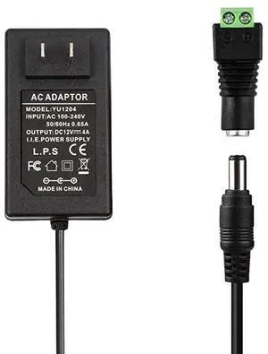 FOR DC 12V 4A 48W Power Supply AC 100240V 5060Hz to DC 12V ACDC Power Adapter with 55x25mm DC Plug + 55x21mm DC Female Jack Socket for 12V LED Strip Lights