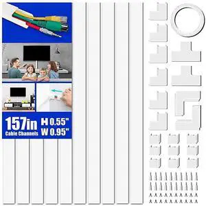 forCover Raceway Kit 157in Cable Cover Channel Paintable Concealer System Cable Hider Wires Hiding Wall Mount TV Powers s in Home Office 10X L157in X W095in X 055in White