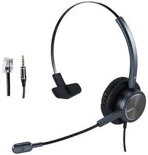 forCenter Headset with RJ9 Jack 35mm Connector for Landline Deskphone Cell Phone PC Laptop Office Business Telephone Headset with Noise Canceling Microphone for Polycom Avaya Nortel Aastra