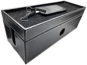 for Cable Management Box Large Computer Cord Organizer Hide and Conceal Power Cable Organizer Computers and Desks Black Stitched Leather