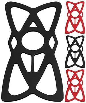 FORBike Motorcycle Phone Mount Tether X Web Grip Silicone Cell Phone Holder Band Universal Elastic Rubber Security Strap for Mountain Road Sports Bicycle Handlebar Cradle 2 Black 2 Red
