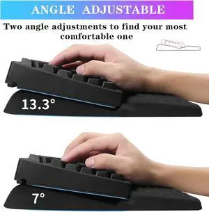 Computer Keyboard Stand Pad with Wrist Rest, Ergonomic Comfy Tilted Keyboard Stand Riser Holder Pad for Office Home (Black)