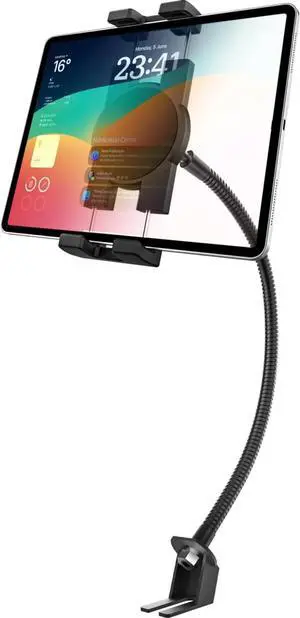 Car Seat Rail Tablet Mount, Heavy Duty Truck Floor Seat Bolt Tablet Holder with Gooseneck Arm for iPad Pro 12.9 11 Air Mini, iPhone