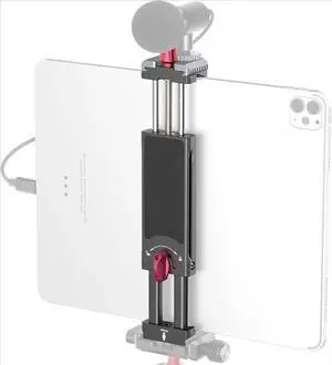 Aluminum iPad Tripod Holder Mount - U-pad IIITripod Adapter w Cold Shoe 2 Acra Swiss QR Mount Adjustable Universal Tablet Clamp Video Recording