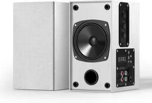 30W X 2 Powered Bookshelf Speakers - 3.5-RCA Input for Turntable, TV, PC, Record Player Speakers with 4 Inch Woofer & Wall Mounted, White