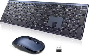 2.4G USB Ultra Slim Quiet Full Size Matte PC Computer Keyboard & Mice,3 DPI,for Laptop,Smart TV,MAC,Windows