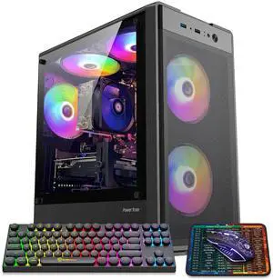 Prebuilt Gaming PC Desktop Computer , Intel 14th Core i5-14400Fup To 4.7GHz,32GB DDR4 3200 RAM, 1TB M.2 NVME SSD,RTX2060 6GB GDDR6 Graphics Card WIFI6 HDMI,RGB Fan x5,Windows 11 Home