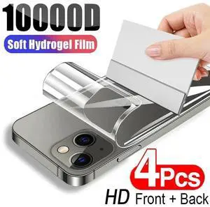 Hydrogel Film for IPhone 11 12 13 14 15 Pro Max Mini Screen Protectors for IPhone XS Max XR X 7 8 15 Plus SE Back Film Not Glass For iPhone 14 4Pcs Back Film
