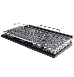 Retro Typewriter Keyboard Wireless Bluetooth Keyboard USB Mechanical Keycaps for Desktop Computer/Laptop/Mobile Phone - Black