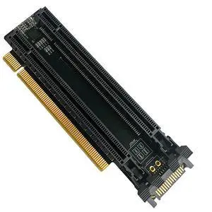 PCI-E 4.0 X16 1 to 2 expansion card 4 split card PCIe bifurcation X16 to X8X8 with 20mm pitch slot CPU4P (4 pin) PCI-E 4.0 X16 1 to 2 expansion card 4 split card PCIe bifurcation X16 to X8X8 with 20mm pitch slot CPU4P (4 pin)