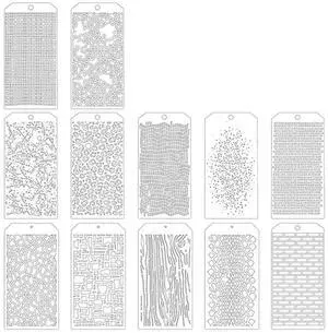 12 pcs craft templates, brick dot layering templates, media art texture templates for card making drawing