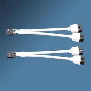 2 Pack Computer Motherboard USB 2.0 9-pin to Dual 9-pin Extension Cable Y Splitter Audio HD Extension Cable White 2 Pack Computer Motherboard USB 2.0 9-pin to Dual 9-pin Extension Cable Y Splitter Audio HD Extension Cable White