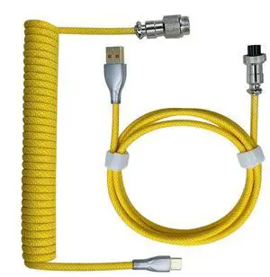 Convert USB data cable mechanical keyboard winding cable aviation cable game keyboard cable spring cable yellow