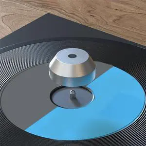Vinyl record player metal record stabilizer record player weight clamp high fidelity black