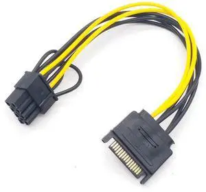 5-pack 15-pin SATA male to 8-pin (6+2) PCI-E power cable 20 cm SATA cable 15-pin to 8-pin 18AWG graphics card cable