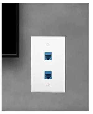 Ethernet wall plate with low voltage mounting bracket, single gang 2 port 6s ethernet cable wall jack