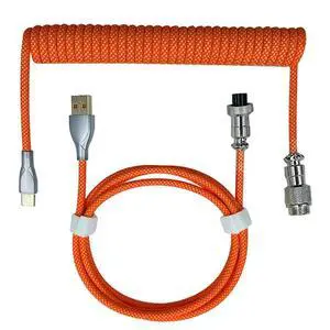 USB to USB data cable mechanical keyboard reel aviation cable game keyboard cable spring cable purple