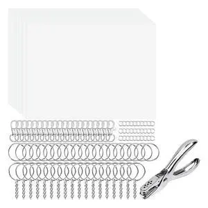 Keychain set, including 20 shrink wraps, keychain clip, detachable key ring, key ring with chain
