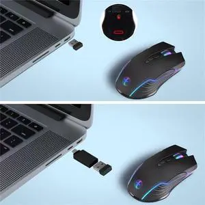 Wireless Gaming Mouse Mobile Mouse Jitter with On/Off Button Keep Computer Wake-up Quiet Click Rechargeable Optical Mouse