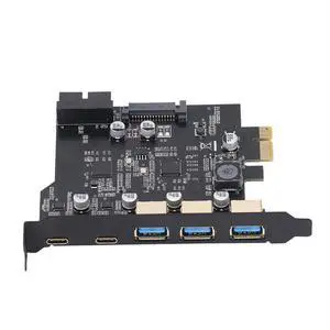 PCIe Expansion Card 5 Port PCIe to USB 3.2 Card 2 USB C Easy to Install 20Gbps 3 USB