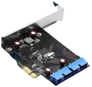 PCI USB 3.0 19-pin expansion card PCIE 1X to 2-port USB 3 19-pin adapter with built-in USB3 20-pin hub connector