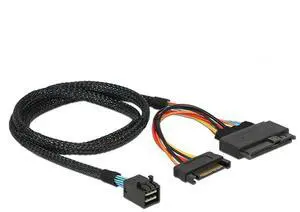 Built-in 12G Mini SAS HD to U.2 / 8643 to SFF-8639 cable 0.5M with 15-pin SATA power for U.2 SSD