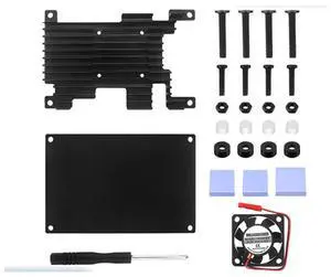 Aluminum alloy protective shell, with 30X30 cooling fan + thermal pad, active/passive cooling metal shell