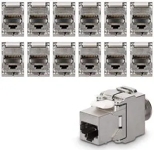 Modular Jack 12 pcs 6A Shielded Jack RJ45 6A Ethernet Module 10 with Metal Housing