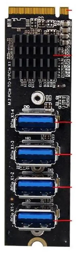 USB 3.0 PCI-E Riser Card M.2 to PCIE Expander Riser Card 4 Port PCI-Adapter