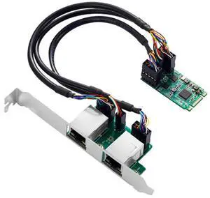 M.2 to Dual Port 2.5G Gigabit LAN 2 RJ45 Ports 2500 1000M B/M Keyway 2242 Dimensions
