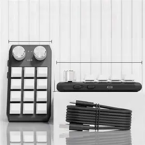 Custom keyboard volume button knob programming game hot swap keyboard black, 12 keys 2 knobs bluetooth