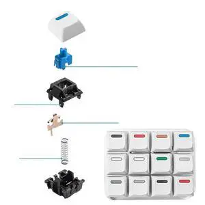 12-key Mechanical Keyboard Switch Tester Sampler Switch Test Tool with Keycap Puller for MX Switches