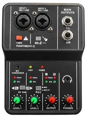 Q-12 Sound Card Audio Mixer Soundboard Console Desktop System Interface 4 Channel 48V Power Stereo Computer Sound Card