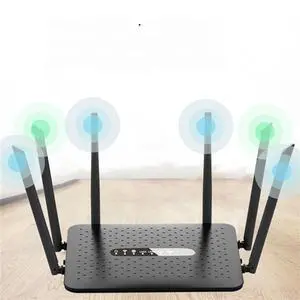 WIFI Router Gigabit Wireless Router 2.4G/5G Dual Band WiFi Router with 6 Antennas WiFi Repeater Signal Amplifier - Black