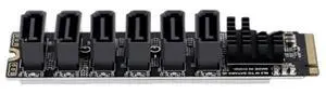 M.2 to SATA3.0 adapter card, PCB 6Gbps high speed ASM1166 M.2 PCIE to SATA expansion card supports 6 SATA devices