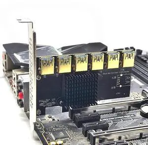 PCI-E to PCI-E adapter 1 to 6 PCI- slots 1X to 16X USB 3.0 mining dedicated adapter card converter