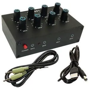 MC-801 Condenser Microphone Expander 8 Channel 3.5mm Microphone Mixer Multi-Channel Input Expander Hub