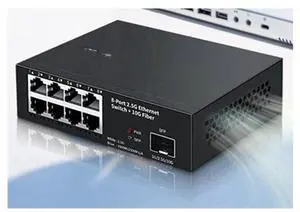 8 Ports Ethernet Switch 2.5Gbps Network Switch + 1 Port 10G Fiber Slot Home Lab Network Switch Plug and Play - EU Plug