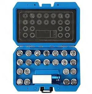 23-piece set Wheel lock nuts Anti-theft screws Socket nut removal key socket for 1/2" (12.7mm) socket adapter