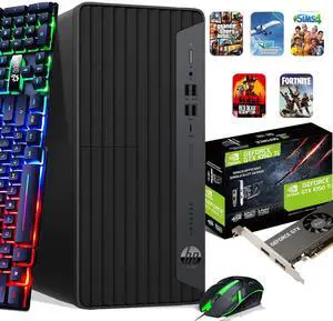 HP ProDesk G6 Tower Desktop PC, Intel Hexa Core i5-10500 10th Gen. Processor up to 4.50 GHz, 16GB DDR4 Ram, 512GB SSD, NVIDIA GeForce GTX 1050Ti, RGB Keyboard & Mouse, Wi-Fi, Win11 Pr0