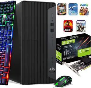 HP ProDesk G6 Tower Desktop PC, Intel Hexa Core i5-10500 10th Gen. Processor up to 4.50 GHz, 16GB DDR4 Ram, 512GB SSD, NVIDIA GT1030, RGB Keyboard & Mouse, Wi-Fi, Windows 11 Pro (Renewed)
