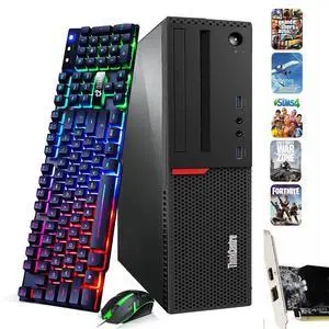 Lenovo ThinkCentre SFF Desktop Computer PC, Intel Quad Core i5-6500 upto 3.60GHz, 32GB DDR4 Ram, 256GB SSD, NVIDIA GT1030, Wi-Fi, RGB Keyboard & Mouse, Windows 11 Pro (Refurbished)