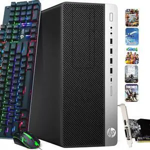 HP EliteDesk 800 G3 Tower Desktop Computer PC, Intel Quad Core i5-6500 upto 3.60GHz, 32GB DDR4 Ram,2TB SSD,NVIDIA GeForce GTX 1050Ti, Wi-Fi, RGB Keyboard & Mouse, Windows 11 Professional