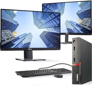 Lenovo ThinkCentre M900 Mini Computer PC Intel Quad Core i5-6500T, 16GB DDR4 Ram, 512GB SSD, Dual 22 Inch Monitor, Keyboard & Mouse, Wi-Fi, Windows 11 Professional (Renewed)