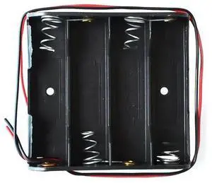 4 x AA Storage Case Plastic Box Holder with 6'' Cable Lead 4pcs AA Batteries Soldering Connecting Black
