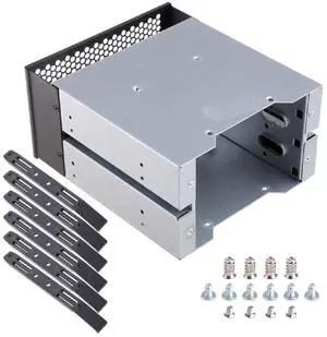 3.5 to 5.25 inch three-platter hard drive cages, allowing for the installation of two chassis hard drives for computer storage expansion. 3.5 to 5.25 inch three-platter hard drive cages, allowing for the installation of two chassis hard drives for computer storage expansion.