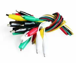 10Pcs 46CM 5colors length double-ended alligator clips jumper wire mini test clips DIY test cable test folder test hook clip