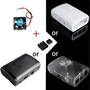 Pi 3 !Pi Box ABS case with Fan module Pi 2& Pi model b plus+ 2pcs pure aluminum heat sink