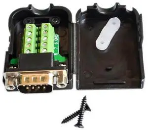 DB9 serial COM transfer-free solder terminals RS232 male connector with back side screw DIY